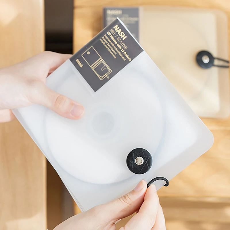 CD DVD Storage Wallet Transparent Plastic Disc Organizer With Buckle Closure Portable Album Holder for Home Travel Media Collect