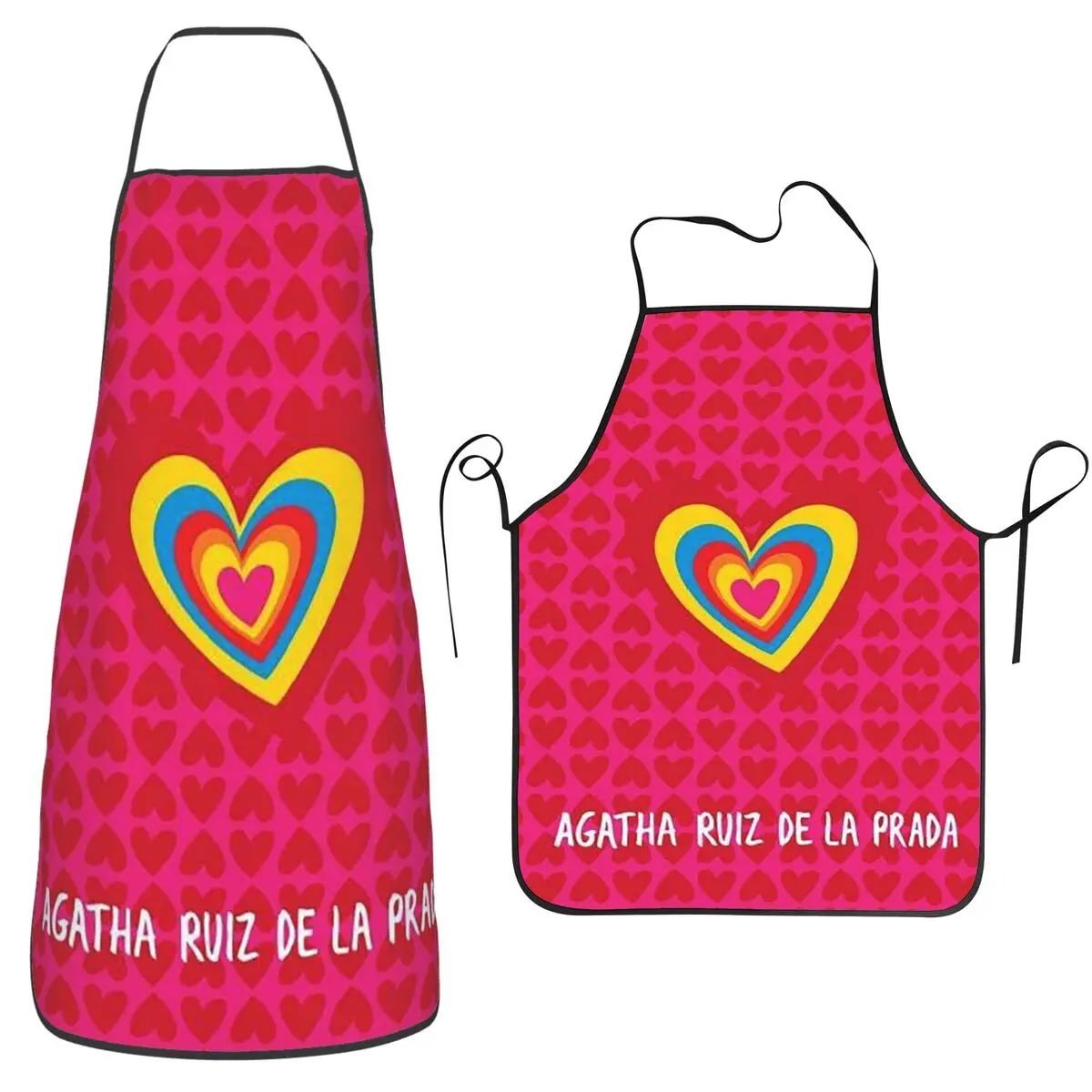

Agatha Ruiz-De La-Prada Pattern Apron Chef Cooking Tablier Waterproof Bib Kitchen Cleaning Pinafore for Women Men Gardening