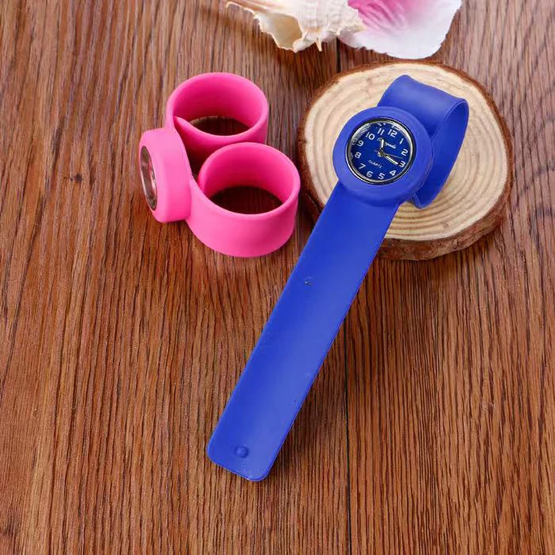 Children boys girls Primary school students fashion jelly colorful puff watches integrated strap no buckle Free backup battery