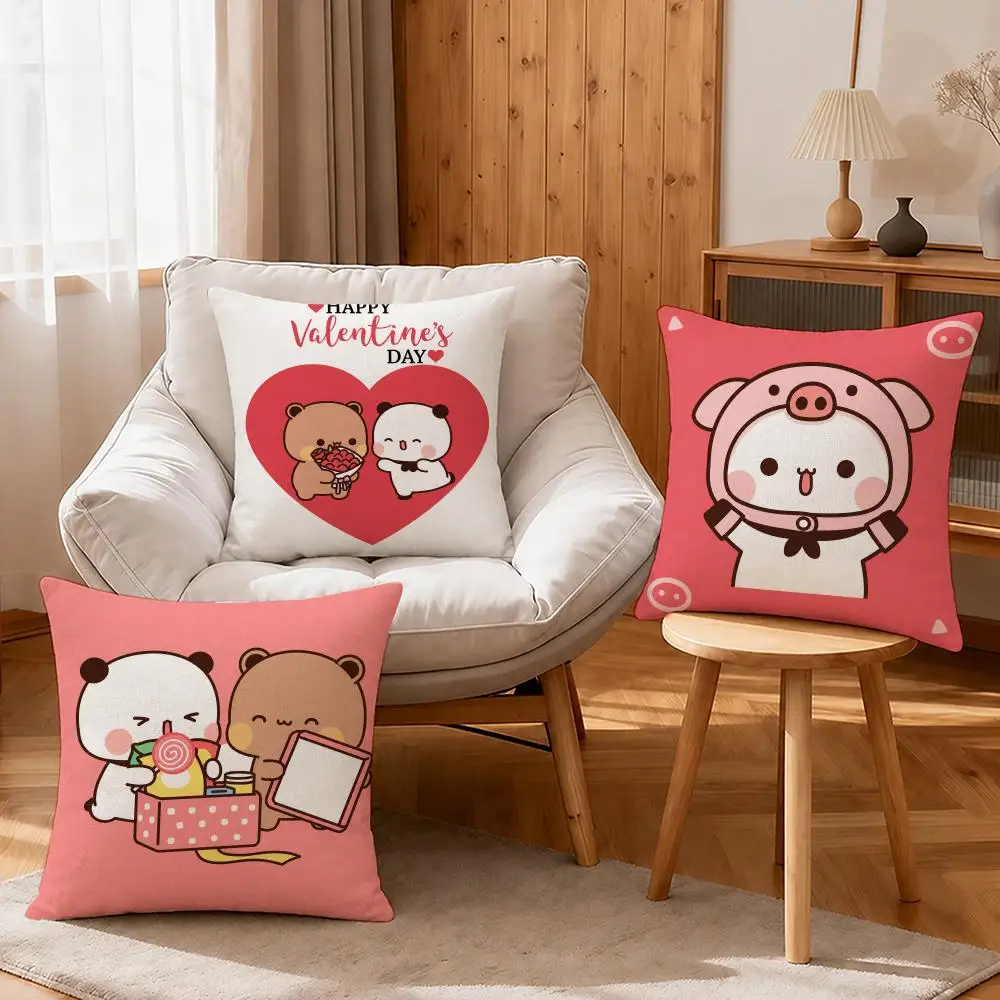 Character BUBU DUDU Cushion Cover Linen Anti-Mite Antibacterial Cushion Cover Invisible Zipper Sofa Decor