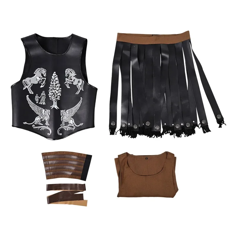 FC62024 Movie Gladiator Costume Disguise Lucius Cosplay Fantasy Black Breastplate Battle Clothing Adult Men Roleplay Outfit@FC8！