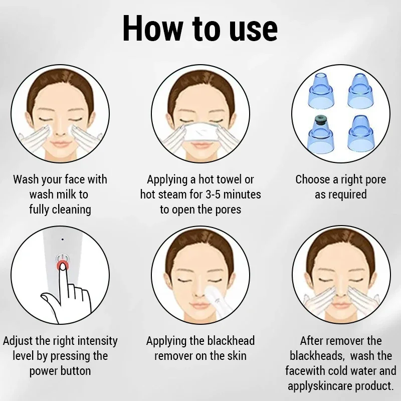 Blackhead Vacuum Remover Face Nose Cleaner T Zone Pore Acne Pimple Removal Vacuum Suction Facial Diamond Beauty Deep Cleaning