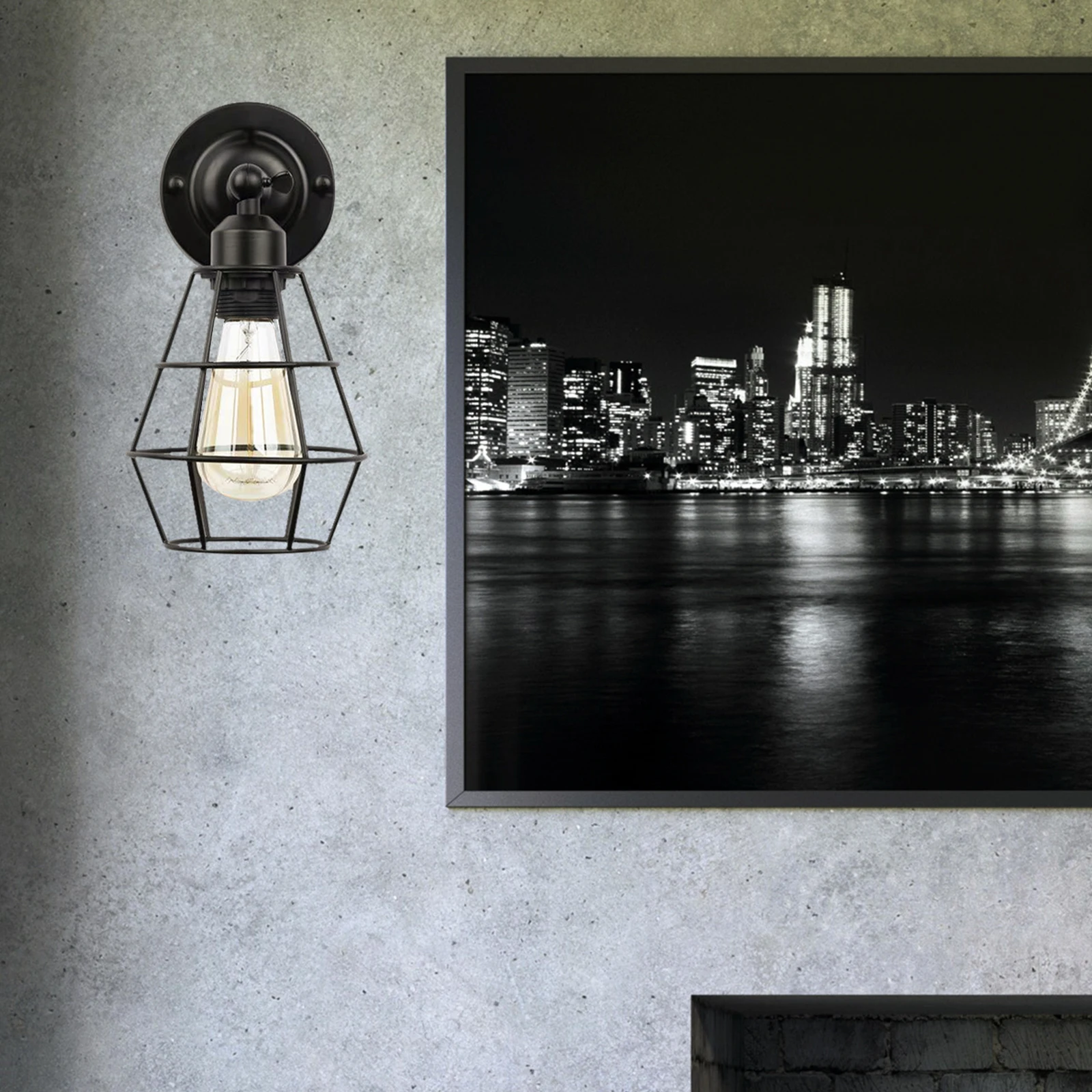 

Industrial Iron Hollow Bedroom Reading Light Stairway Lighting Decorative Wall Lamp Wall Lights Modern Fixture