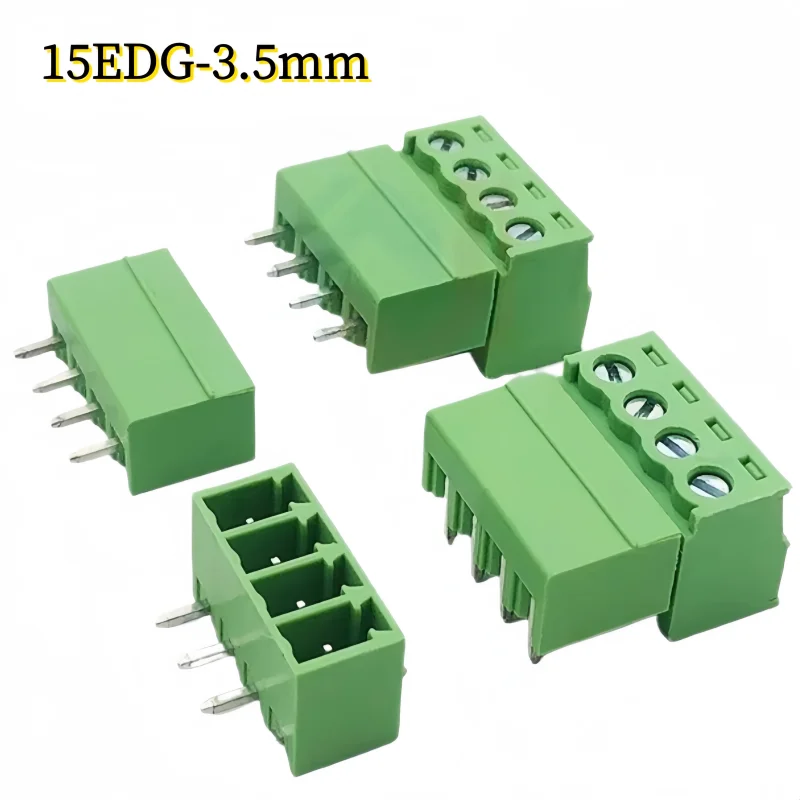 5Sets/5Pcs PCB Solder Terminal 15EDG-3.5 Plug-in Green Terminal 2EDG 3.5mm Pitch Connector 2P3P4P5P6P7P8P9P10P12P-24P