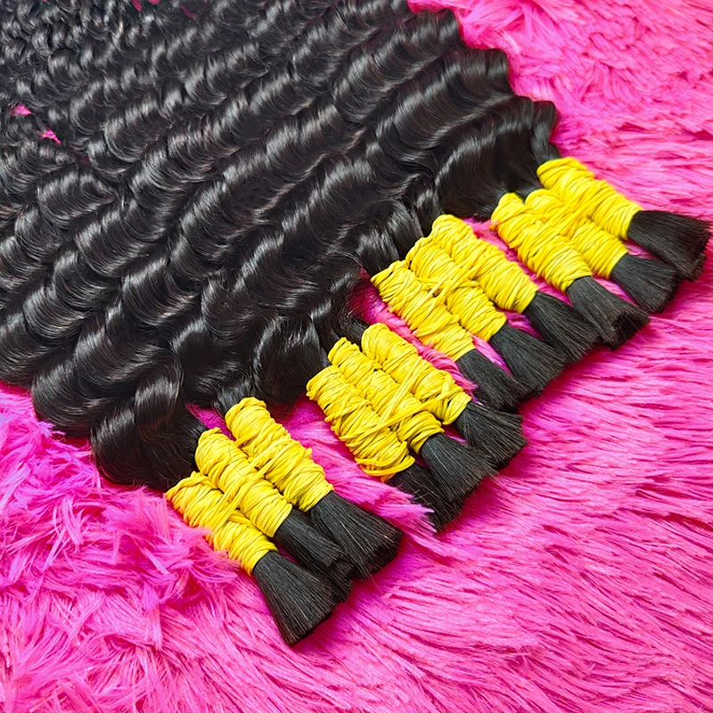 Human Hair Bulk Deep Wave No Weft Hair Bundles For Braiding Loose Hair Braiding Brazilian Natural Black Human Hair Extensions