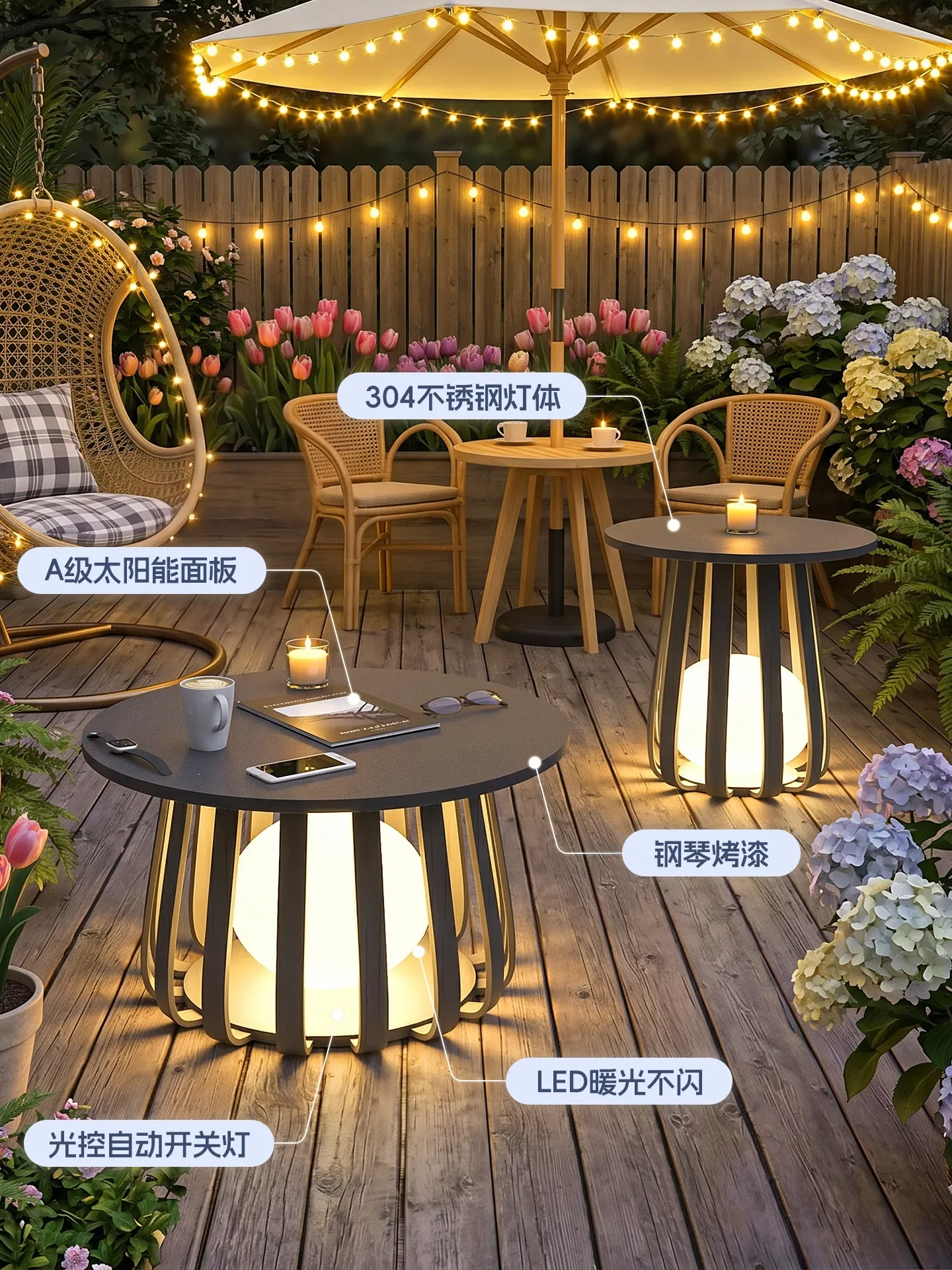 Outdoor solar waterproof lighting 2026 new table light garden villa courtyard