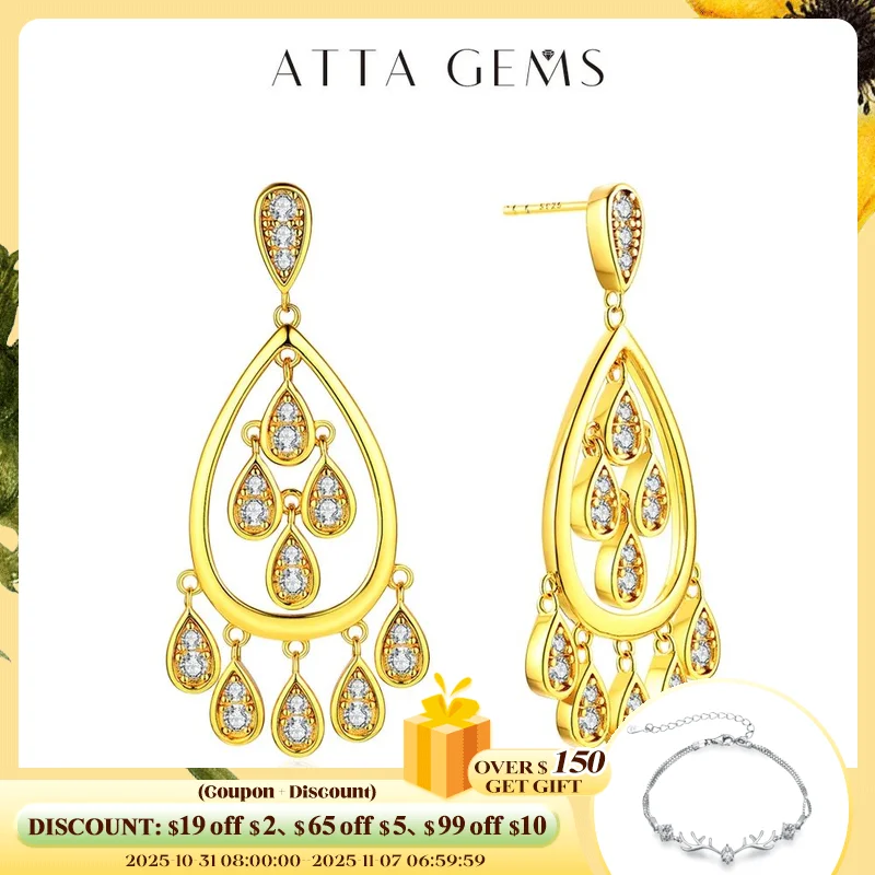 

ATTAGEMS Luxurly Pear Stud Earrings for Women D Color Round 2.3mm Moissanite 925 Sterling Silver Engagement Wedding Jewelry Gift