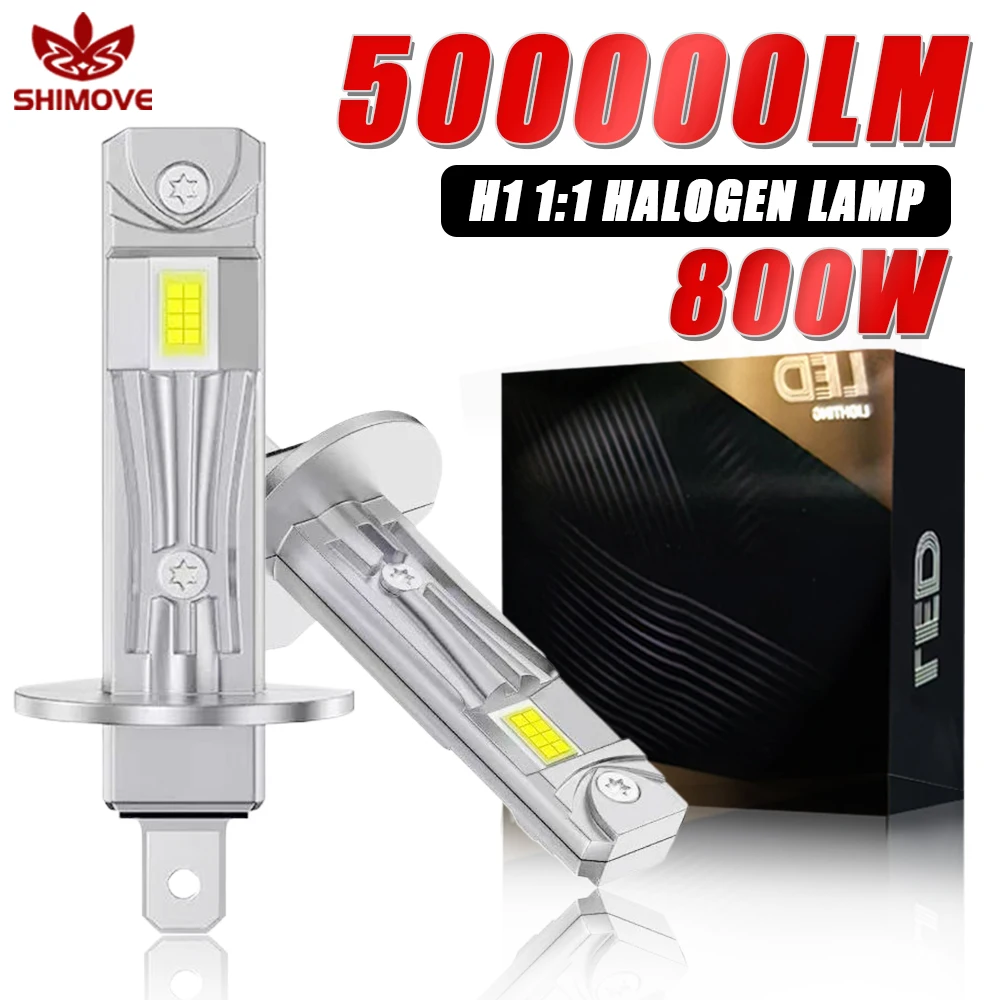 Phare LED H1 500000LM 6000K 800W 16PCS 9084 CSP Turbo Auto Light Plug And Play Taille Halogène 1:1 Mini Ampoule Diode 12V Sans Ventilateur