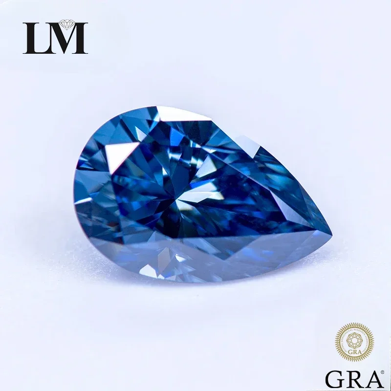

NEW Moissanite Stone Natural Royal Blue Color Pear Cut Gemstone Lab Grown Diamond for Charms Woman Jewelry Making with Repor