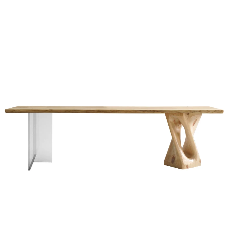 

Wabi-sabi Solid Wood Table Log Wind Natural Edge Desk Ash Wood Designer Table Simple Large Board Dining Table