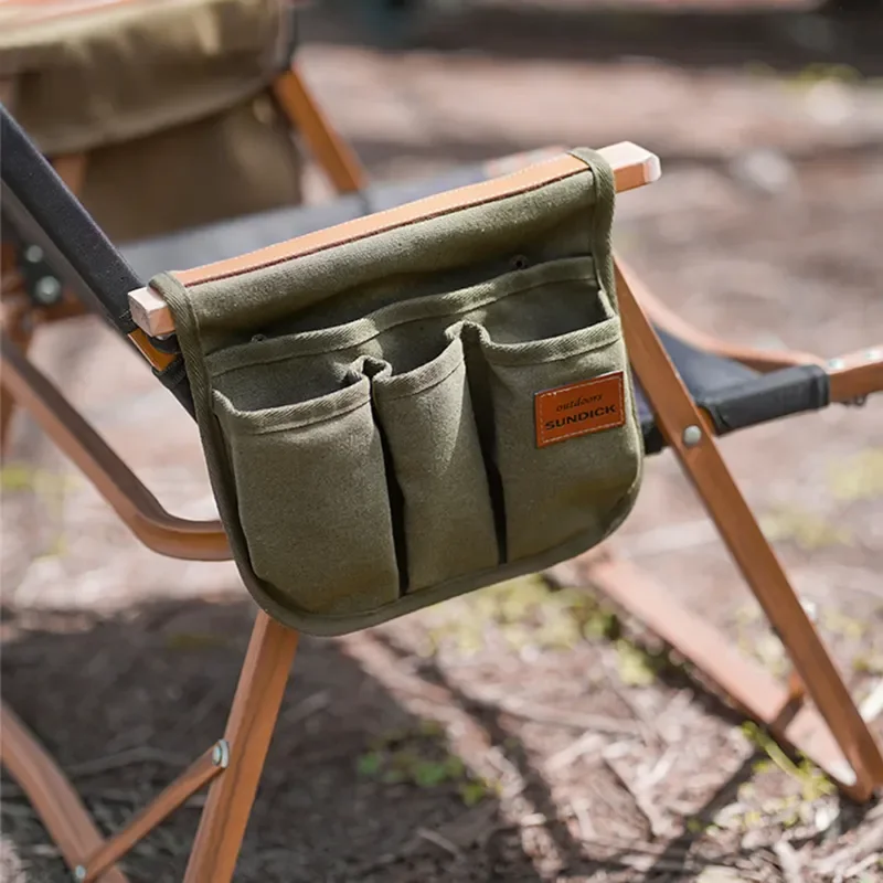 Camping Chair Armrest Storage Bag Side Pocket Canvas Folding Chair Organizer Pouch Bag for Outdoor Camping Picnic Fishing Bag