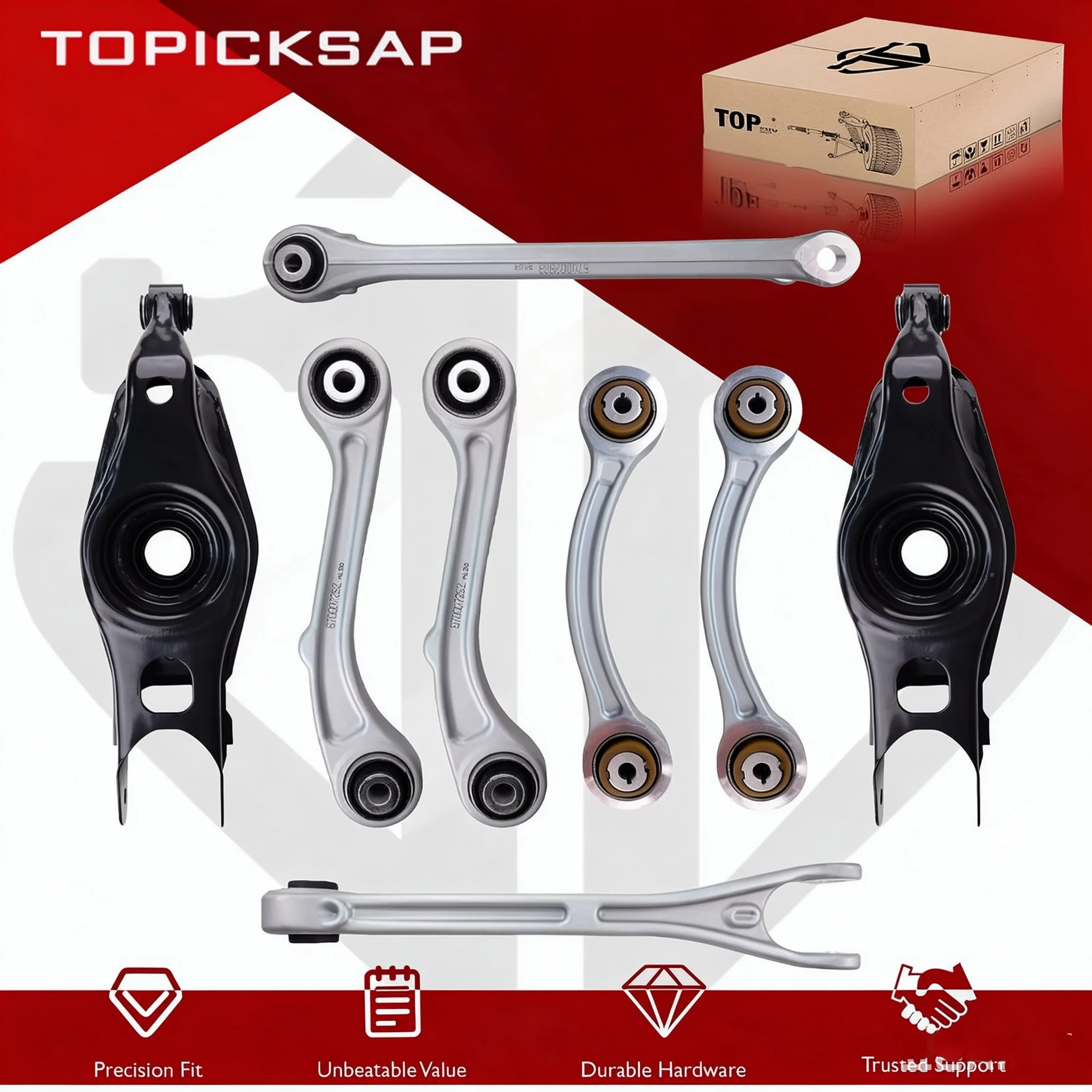TOPICKSAP 8Pcs Rear Control Arm Wishbone Arm Kit for Maserati Quattroporte M156/Ghibli M157 2013-2022 Suspension 670002808