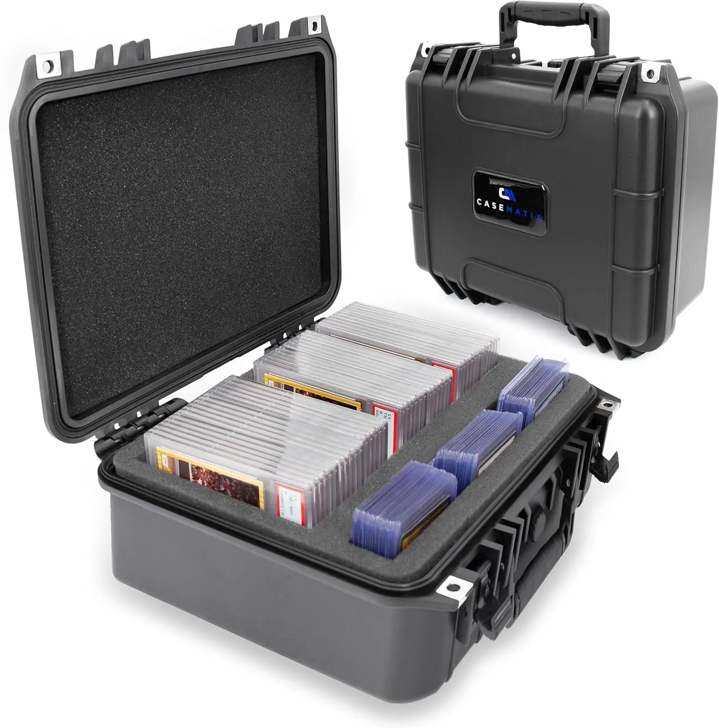 

Waterproof Graded Card Case for 40+ BGS PSA SGC FGS Slabs, Impact-Absorbing Foam Storage Box
