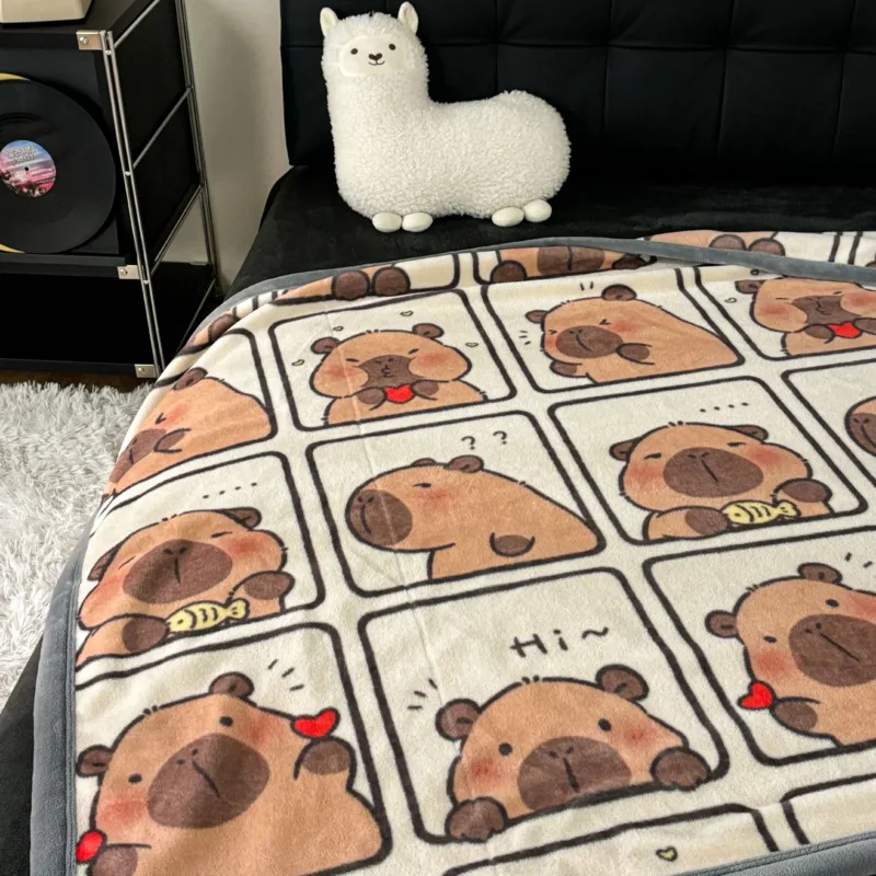 

Thin Blanket Sofa Cover Bedding Cute Capybara Print Autumn Winter Warm Comforter Home Decor Office Napping Blanket Plush Blanket