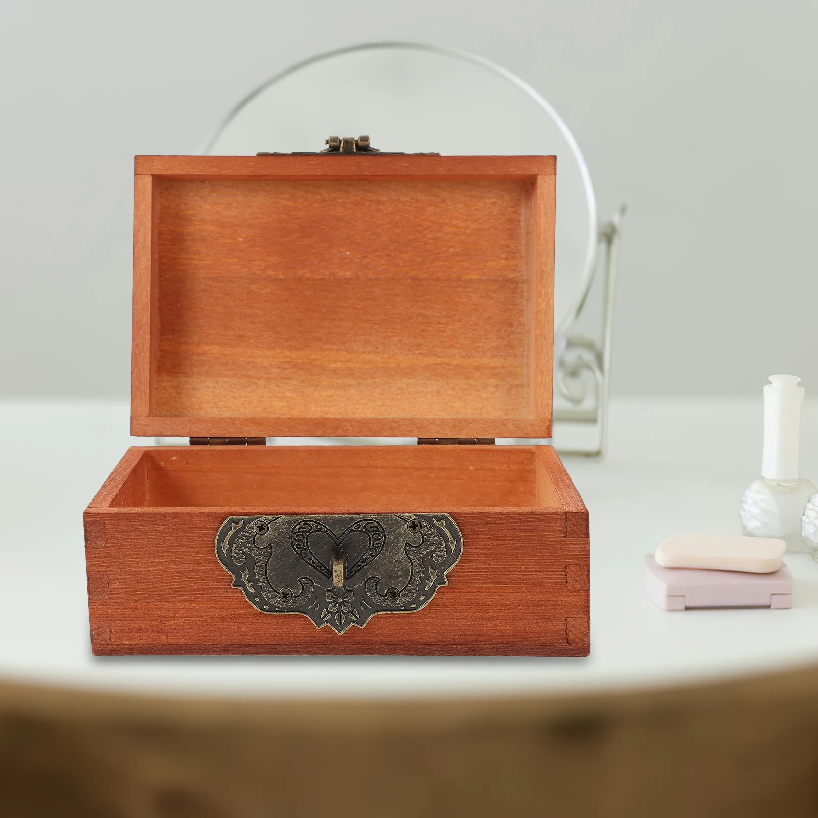 

Vintage Wooden Jewelry Box Retro Storage Case Lock Decorative Home ganizer Premium Wood Large Capacity Design