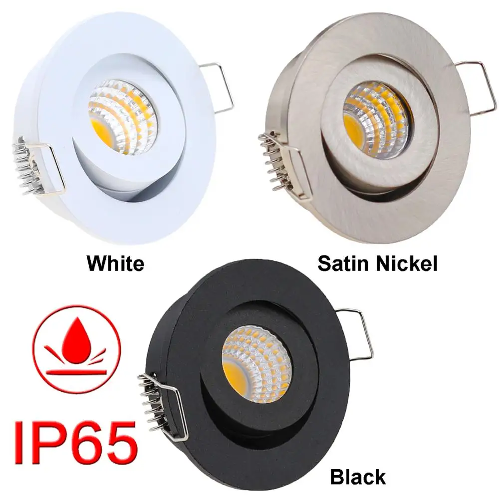 Imagem -02 - Quadrado Redondo à Prova d Água Ip65 3w Branco Quente Frio Branco Recesso Led Downlight Pode Ser Escurecido Conduziu a Lâmpada Spot Light Ac90260v 10 Peças Lote