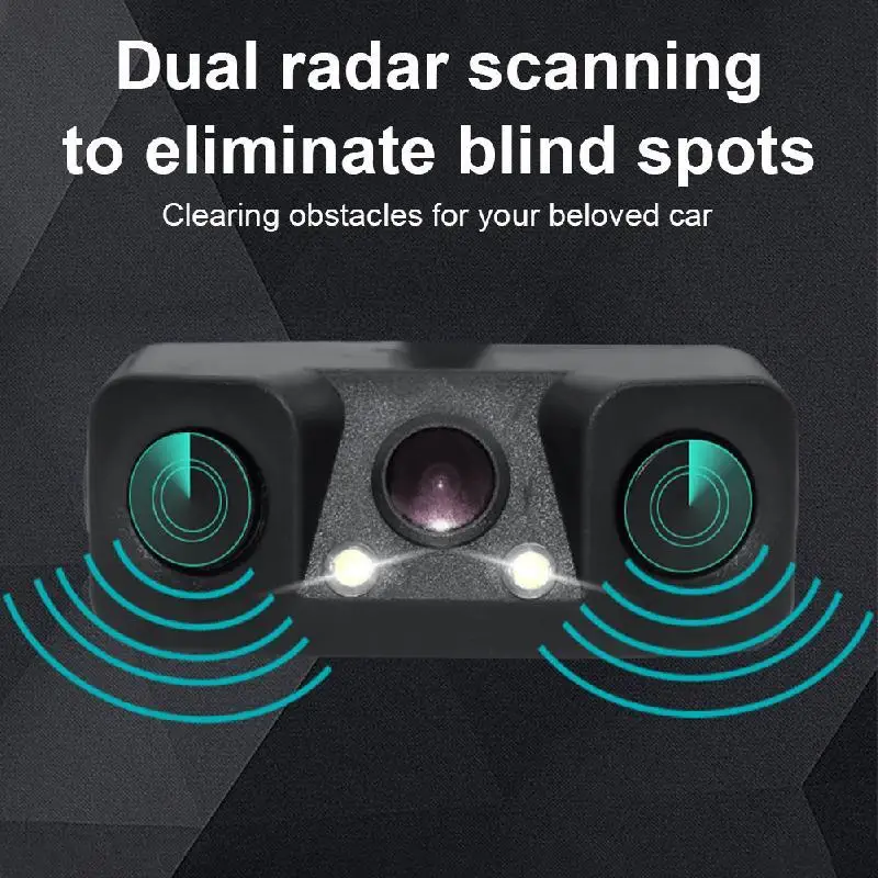 

LED Night Vision Waterproof Reverse Camera HD CCD Car Rear View Camera 3-in-1 Parking Radar Detector Sensor