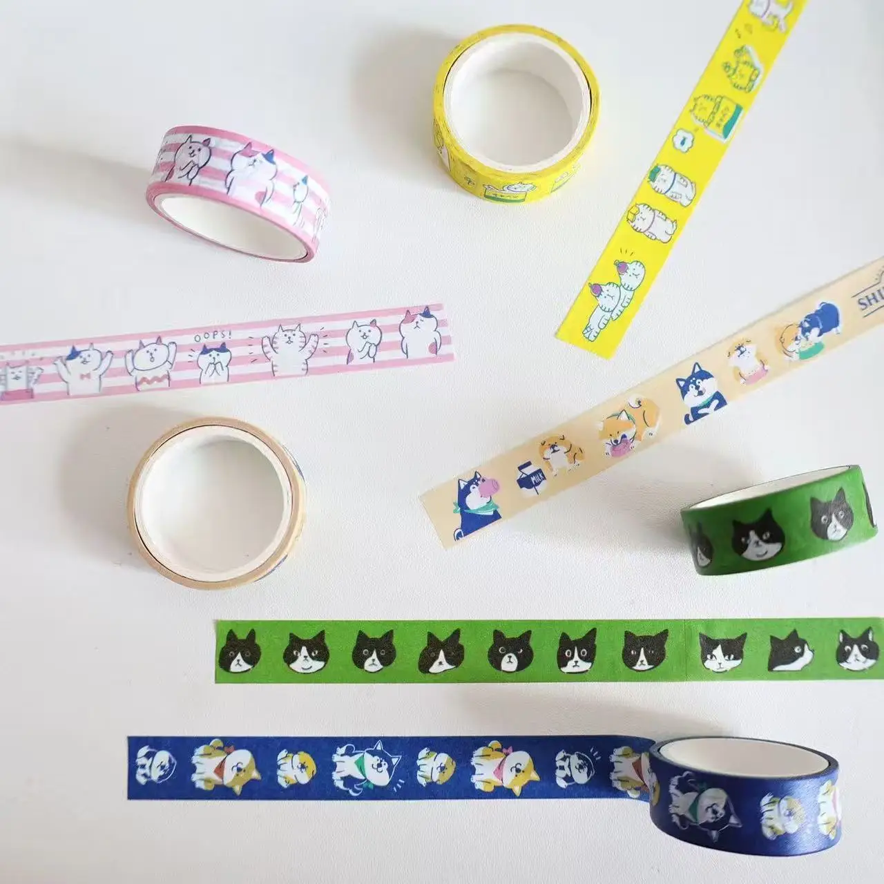 Each roll is 3 meters long. Japanese cat tape. Cute animal Shiba Inu tape roll. Material diy decoration stickers.