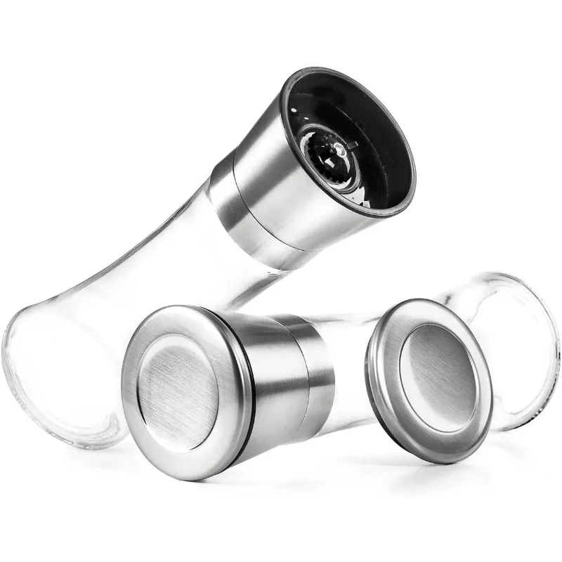 Salt and Pepper Grinder Set ,Salt and Pepper Mill with Adjustable Coarseness Salt Shaker Set Spice Grinder Black
