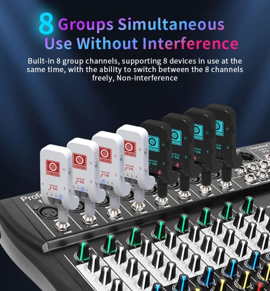 2.4G الغيتار اللاسلكي جهاز ريسيفر استقبال وإرسال نظام الغيتار 48K/16bit نقل في الوقت الحقيقي 282 درجة تدوير التوصيل للقيثارات