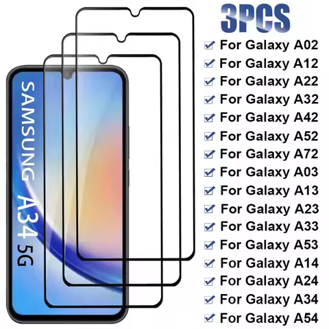 3PCS Tempered Glass For Samsung Galaxy A34 A54 A14 A04S Screen Protector For Samsung A13 A03S A12 A22 A32 A52 A72 A33 A53 A73