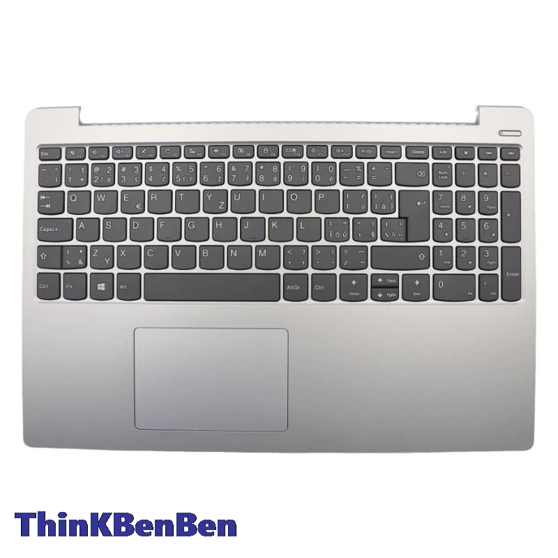 Capa superior do teclado Palmrest Shell Cover, CZ Czech Platinum, Cinza, Lenovo Ideapad 330S, 15, 15IKB, 15AST, 15ARR, 5CB0R07329