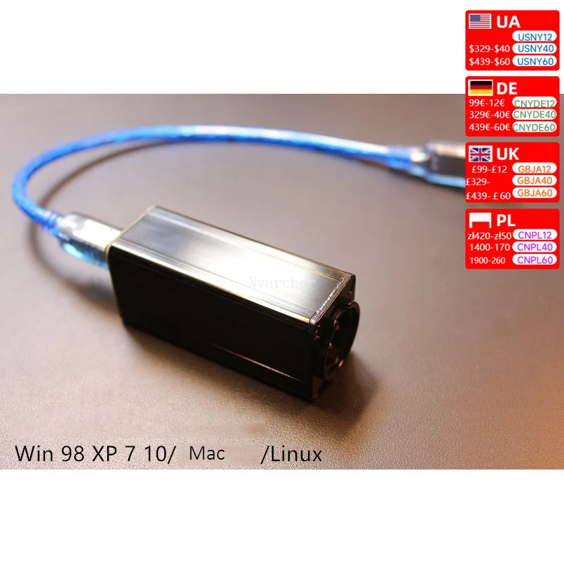 Nvarcher USB B Digital Interface To AES  Output  48Khz-196Khz For WIN8/XP/7/10 Mac/Linux