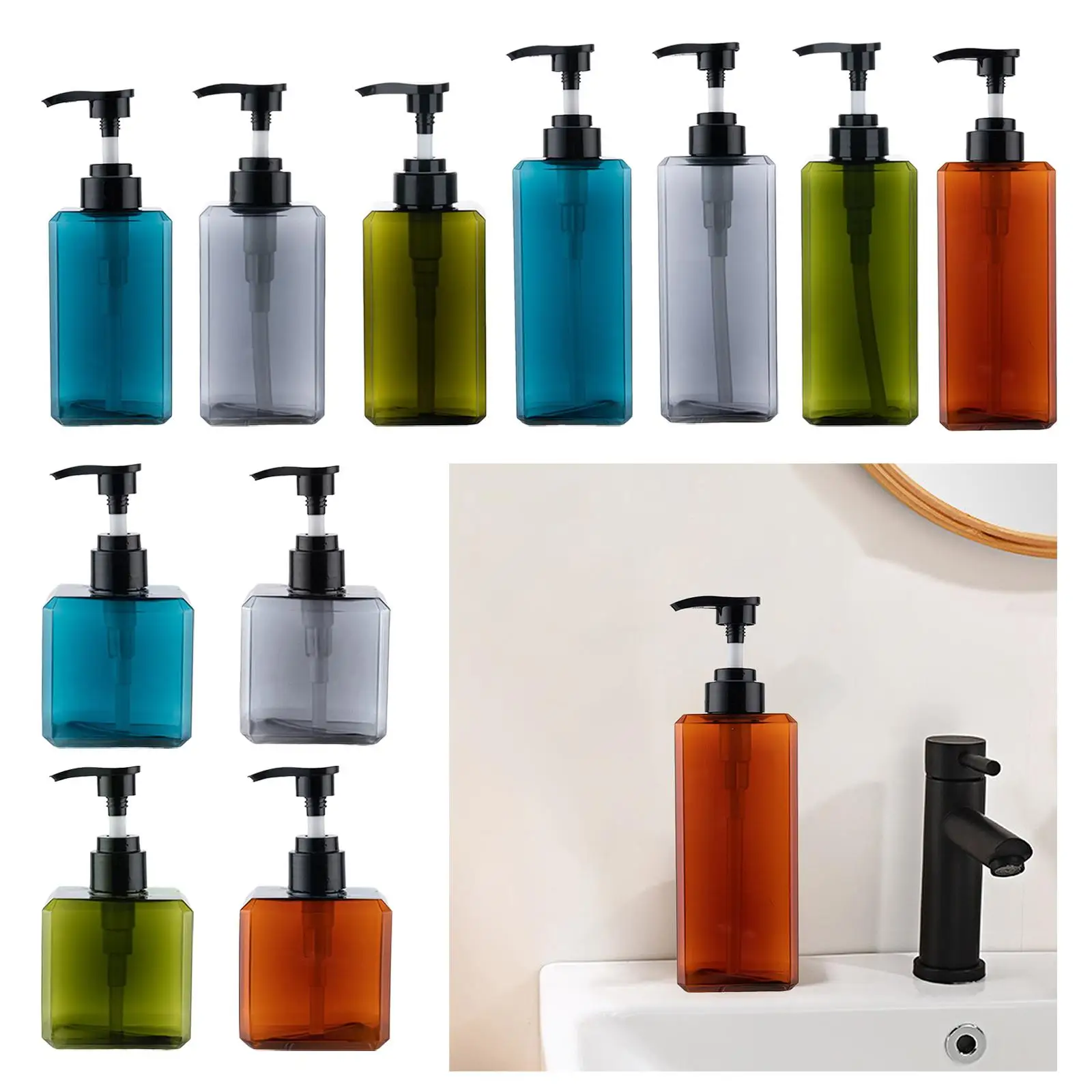 Bathroom Countertop Soap Dispenser Pump Bottle for Hand Wash Liquid Soap Shower Gel Shampoo Lotion Refillable Empty Plastic