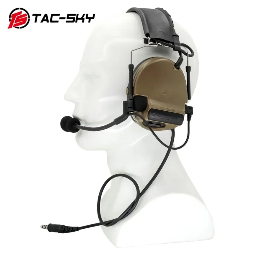 TAC-SKY Tactical COMTA3 Hearing Protection Walkie Talkie Headset Noise Cancelling Pickup Earphone with Tactical Ptt for Baofeng