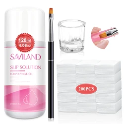 Saviland 120ml Slip Solution for Poly Gel Nails Liquid Anti-stick Gel Solution Kit for Beginners Nail Extension Gel Nail Art