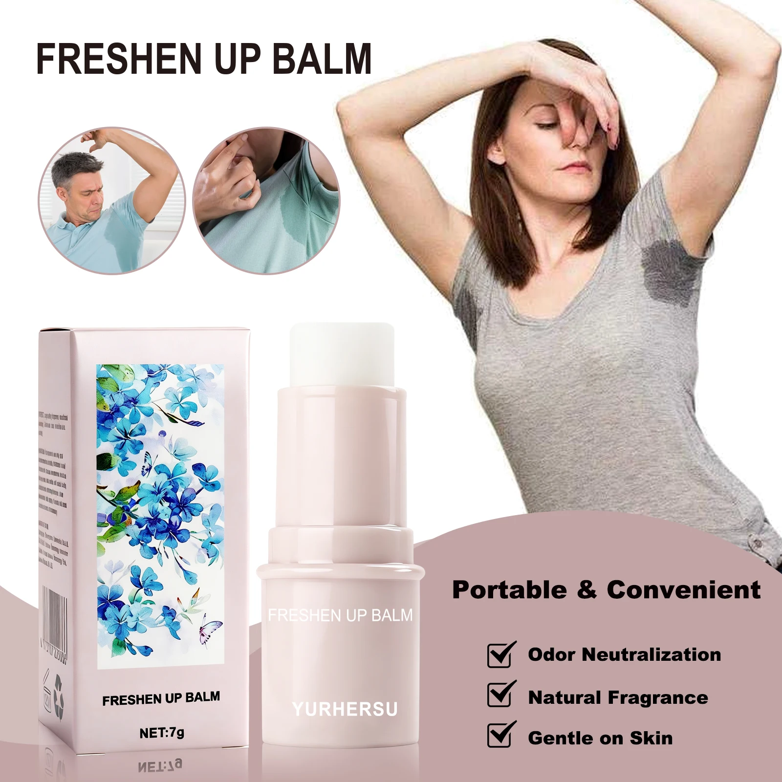 Przenośny antyperspirant w sztyfcie, naturalny i świeży zapach, usuwa nieprzyjemny zapach z pach, odpowiedni zarówno dla kobiet, jak i mężczyzn. — zdjęcie 5