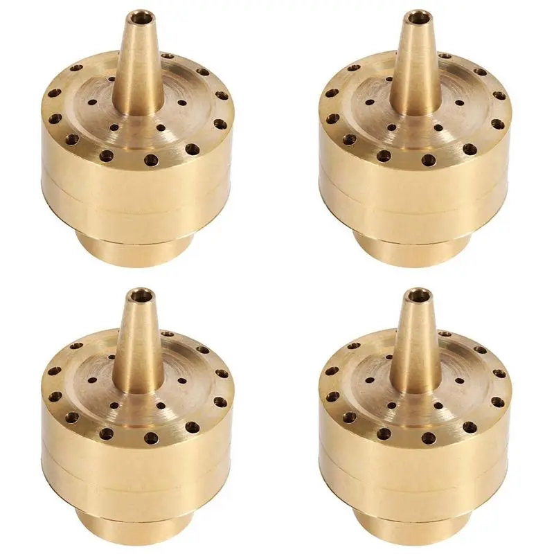 AT02-4X Fountain Nozzle Heads,Brass Column Multi Direction Jet Pond Fountain Water Spray Sprinkler Head Garden(3/4 Inch)