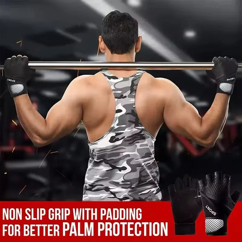 زوج واحد من قفازات التمرين لرفع الأثقال مع لف المعصم وحماية كاملة لراحة اليد ومقابض إضافية للياقة البدنية والسحب