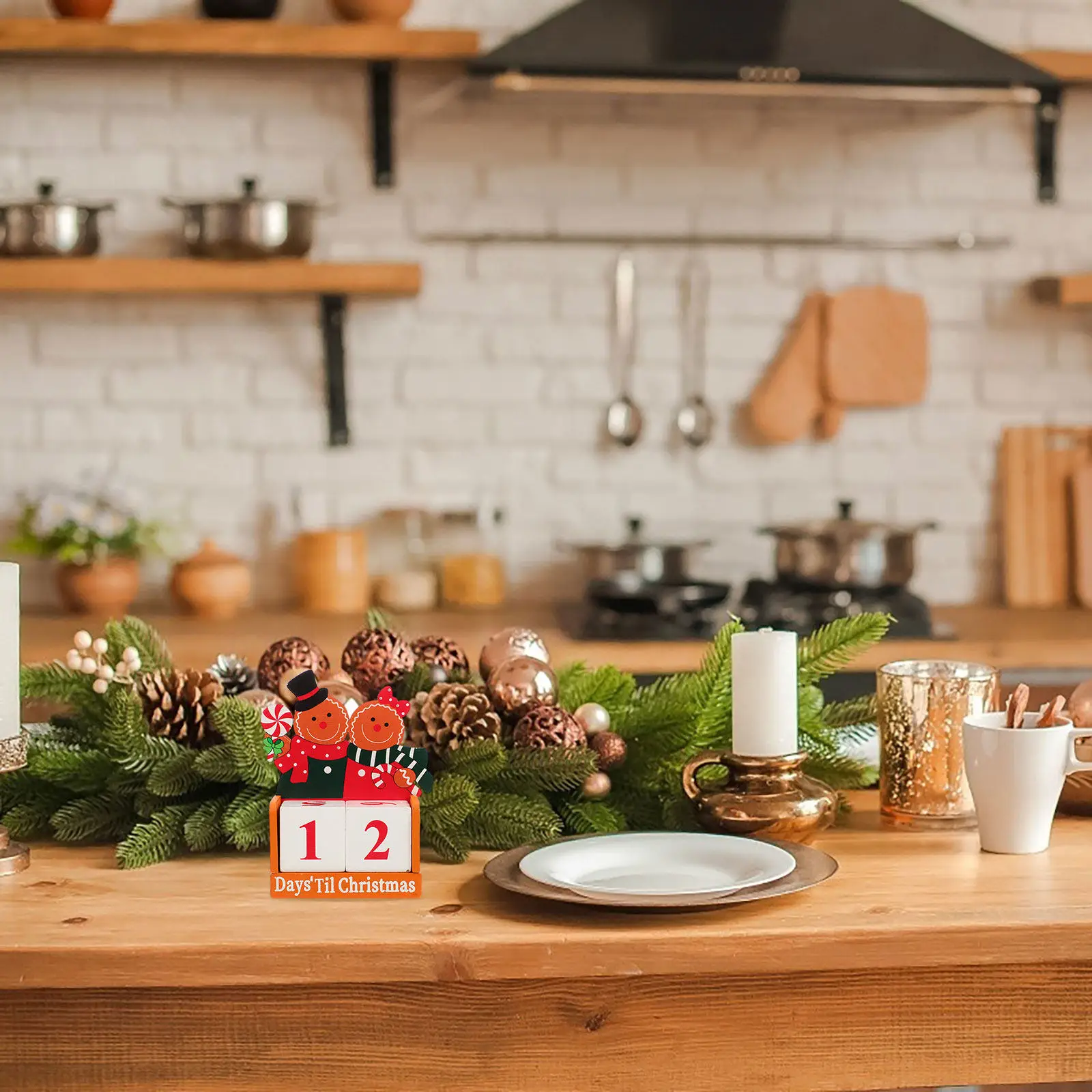

Деревянный календарь-адаптер для обратного отсчета до Рождества, декор для подоконника, каминной полки, тумбы, рабочего стола, книжной полки, новогоднее украшение для дома