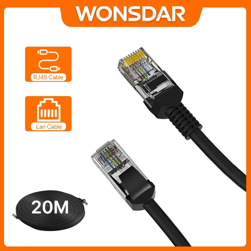 

WONSDAR 20 Meters Ethernet Cable High Speed RJ45 Network LAN Cable CCTV For Router Computer or Wifi PTZ IP Camera