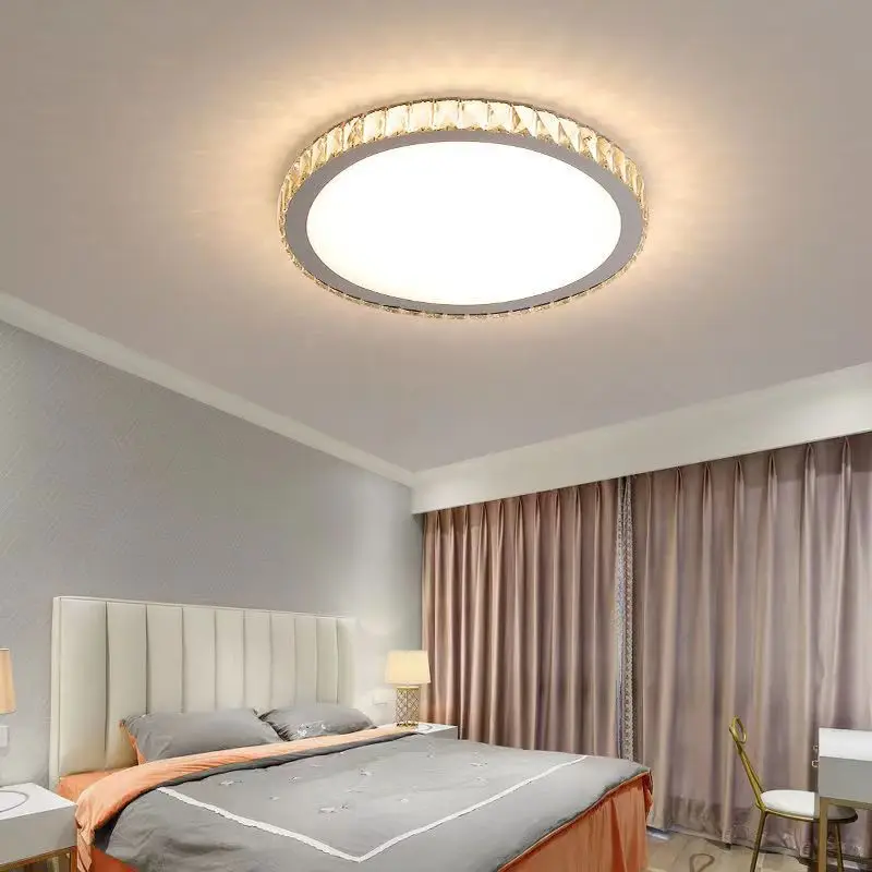 Silver Crystal LED Chips Crystal Lamp Lighting Fixture LED Circle Light Diameter 500mm Pendant in Bedroom Living Room