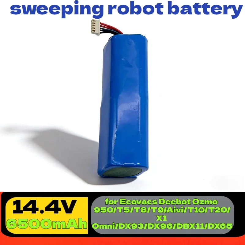 

6500mAh High-Capacity 14.4V Battery –Replacement, for Ecovacs Deebot Ozmo 950/T5/T8/T9/Aivi/T10/T20/X1 Omni/DX93/DX96/DBX11/DX65