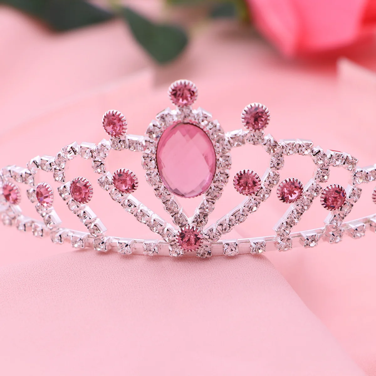 

Crown Tiara Crystal Headband Pink Birthday Party Hair Accessories Chic Exquisite Design Lightweight Durable
