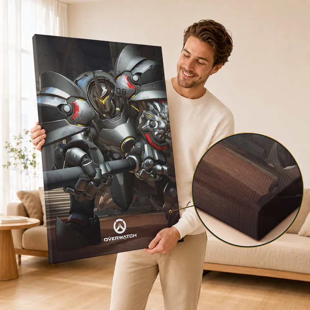 Overwatch Game Framed Canvas Print Posters Personalized Photo Futuristic Action Theme Wall Art For Entertainment Room Fan Gift
