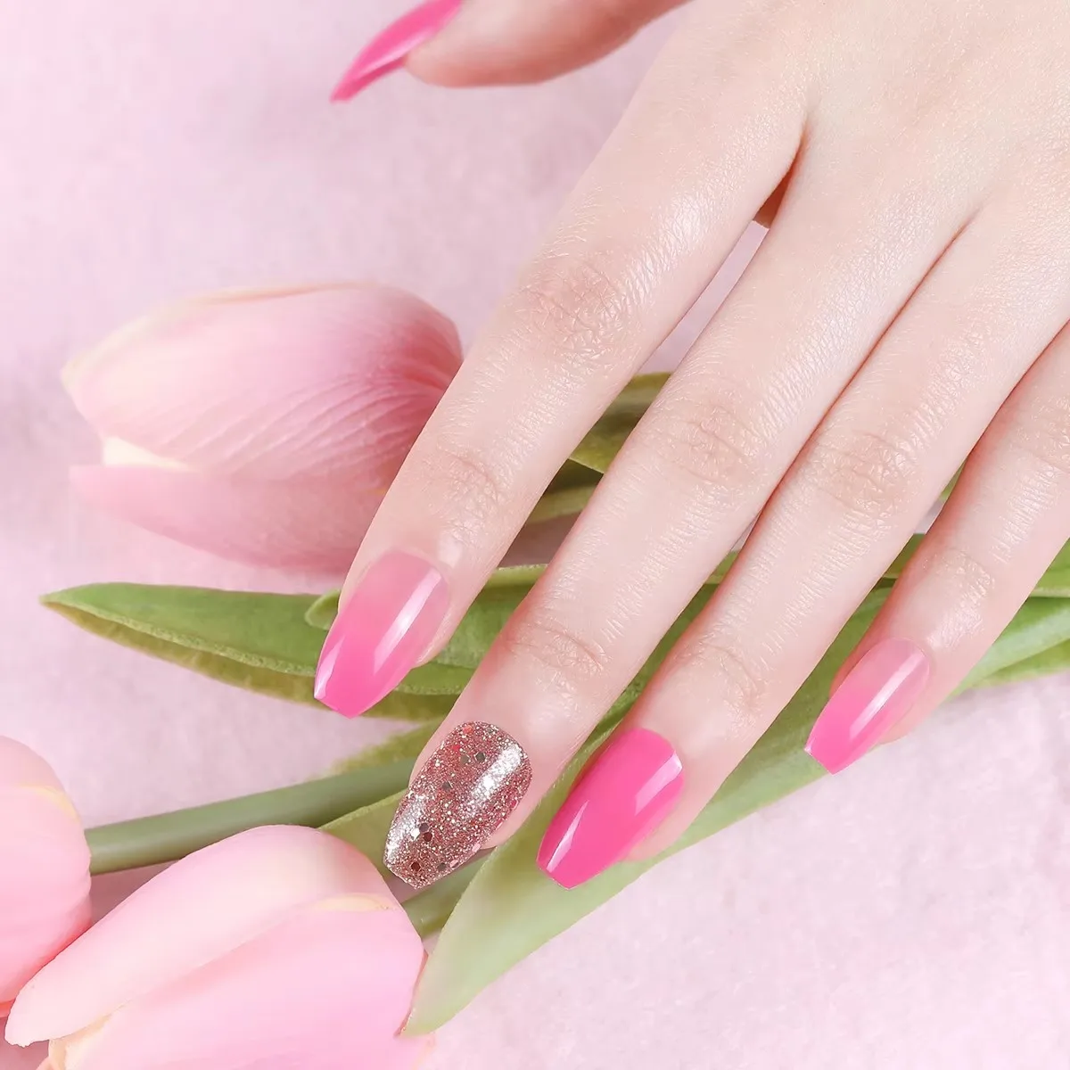 

Fengshangmei Wholesale Romance Series French Eco-friendly ABS Artificial Finger Nails Full Cover Press-On Nail Tips Short Square