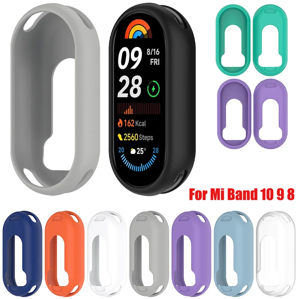 Мягкий силиконовый чехол для Xiaomi Mi Band 10/9/8, модный защитный чехол от падения, аксессуары для браслета для Xiaomi Mi Band 10, чехол