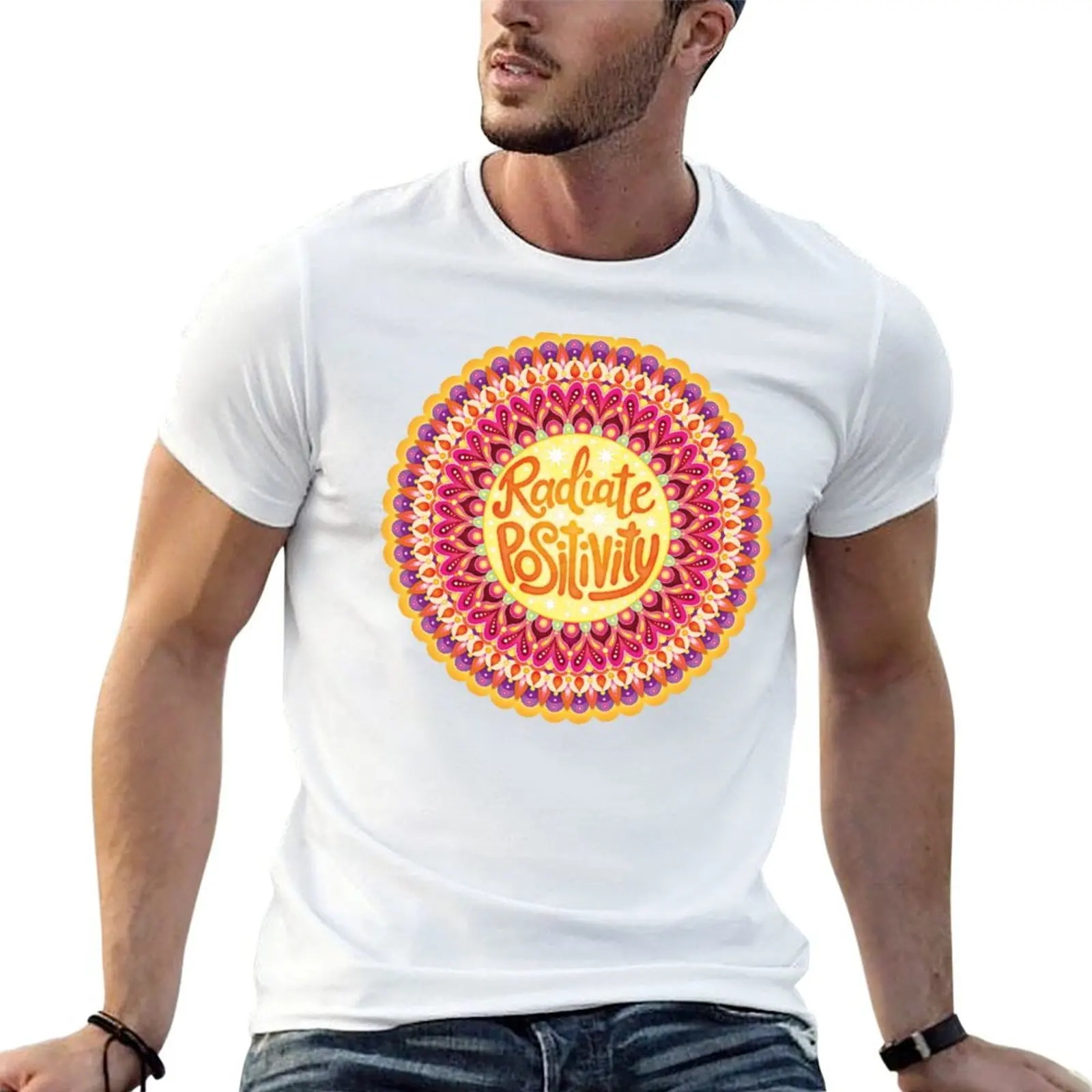 Radiate Positivity - Colorful Hand-Lettered Mandala Art by Thaneeya McArdle T-Shirt