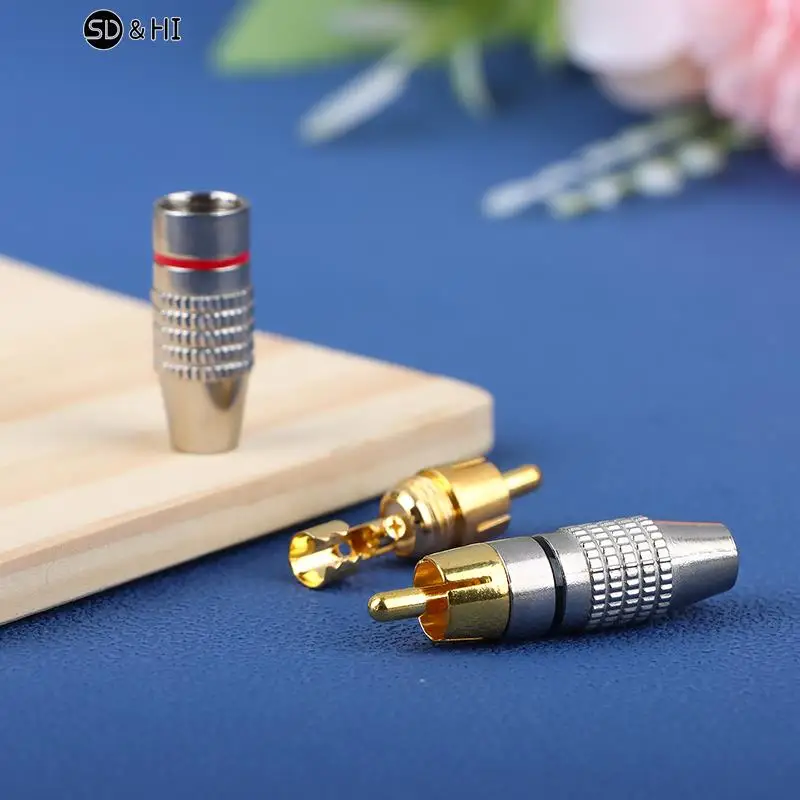 2Pcs RCA Male Connector Non Solder Plug Adapter For Audio Cable Plug Video CCTV Camera Solder-Free Adapter Cable Converter