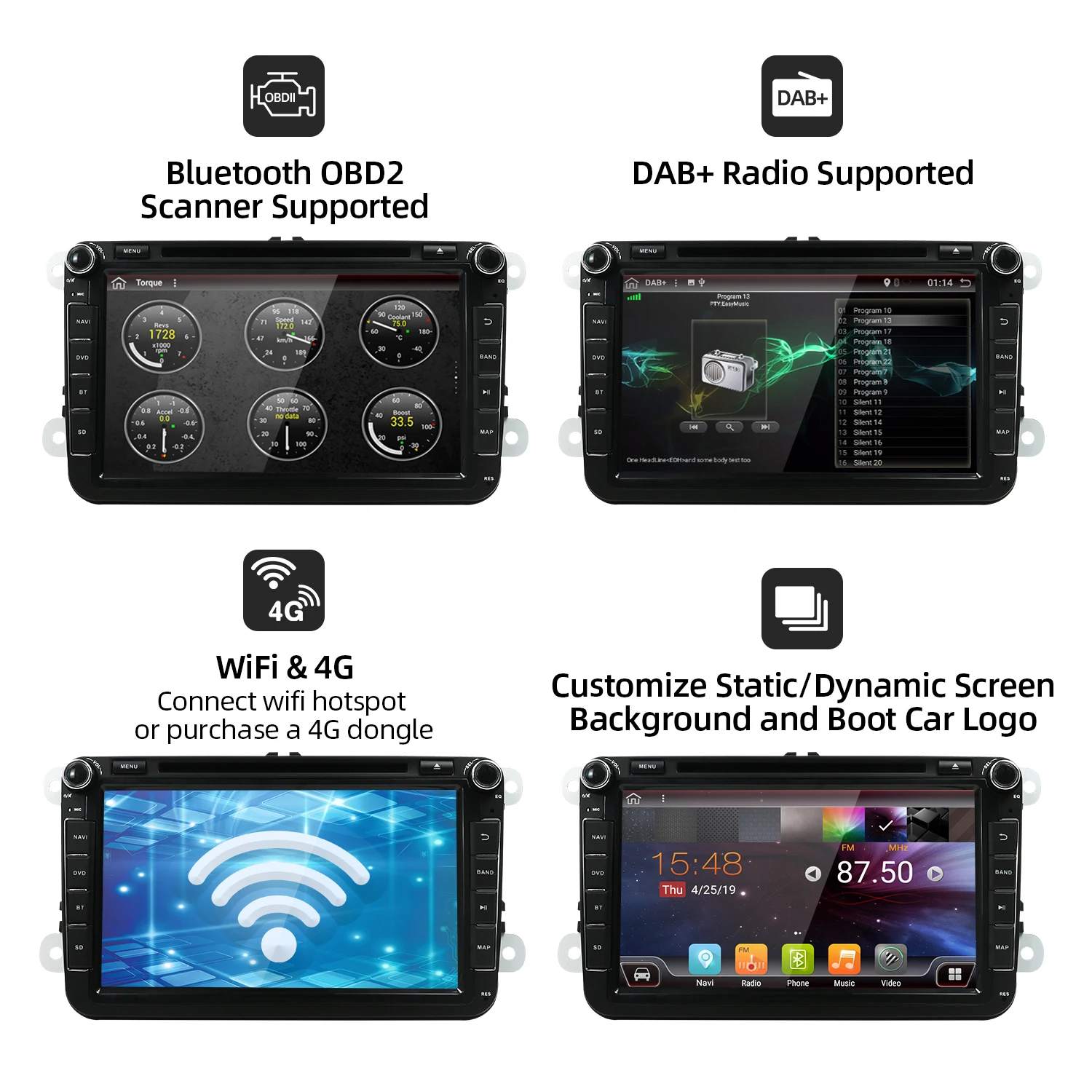 Car Radio Multimedia Player For VW Volkswagen Passat B7 B6 Golf Touran Polo Tiguan Jetta 2 din Android 14 Carplay DVD Carplay