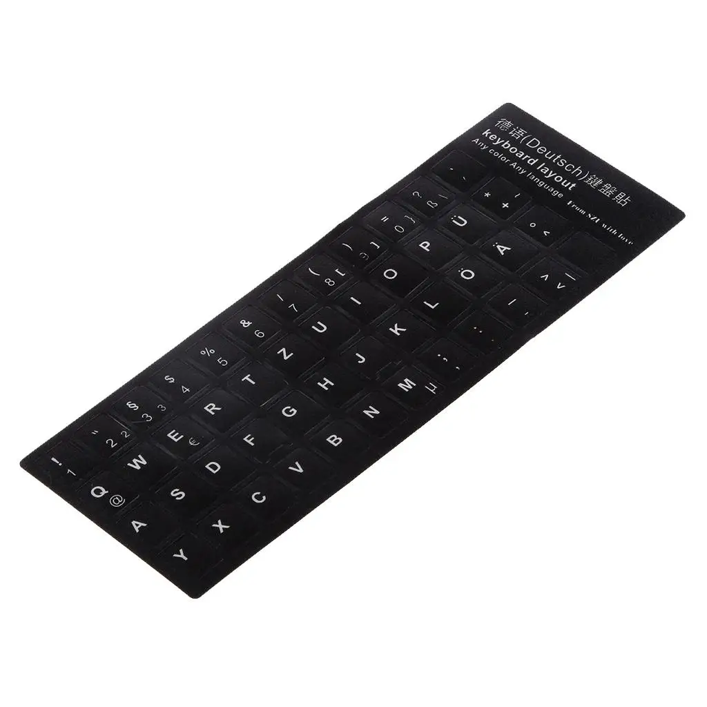 Black Keyboard Stickers German Hebrew Letters Pvc Keyboard Decoration for 10 to 17 Inch Laptop Desktop