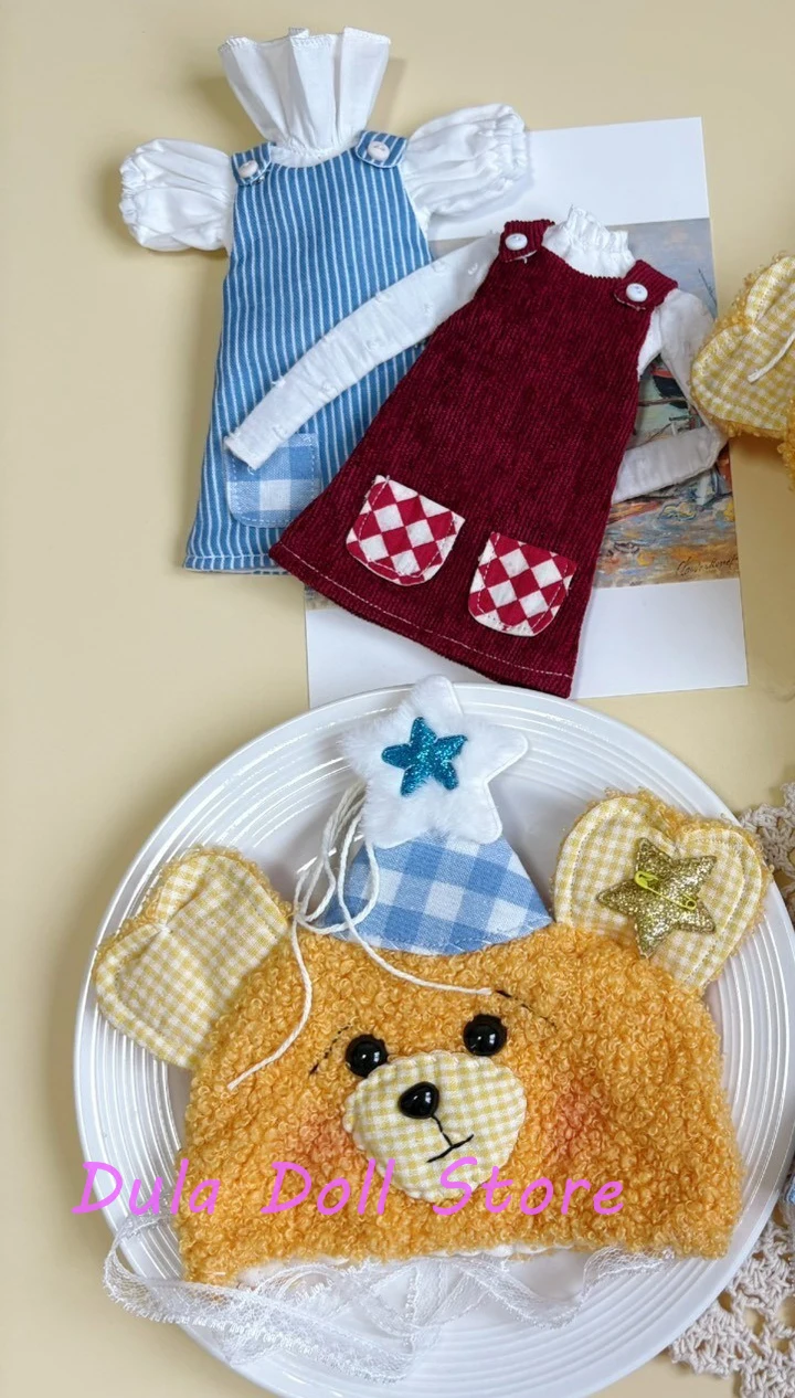 

Набор одежды для кукол 2026 Dula: платье, милая шапочка-медвежонок, аксессуары для кукол Blythe ob24 ob22 ICY JerryB 1/6