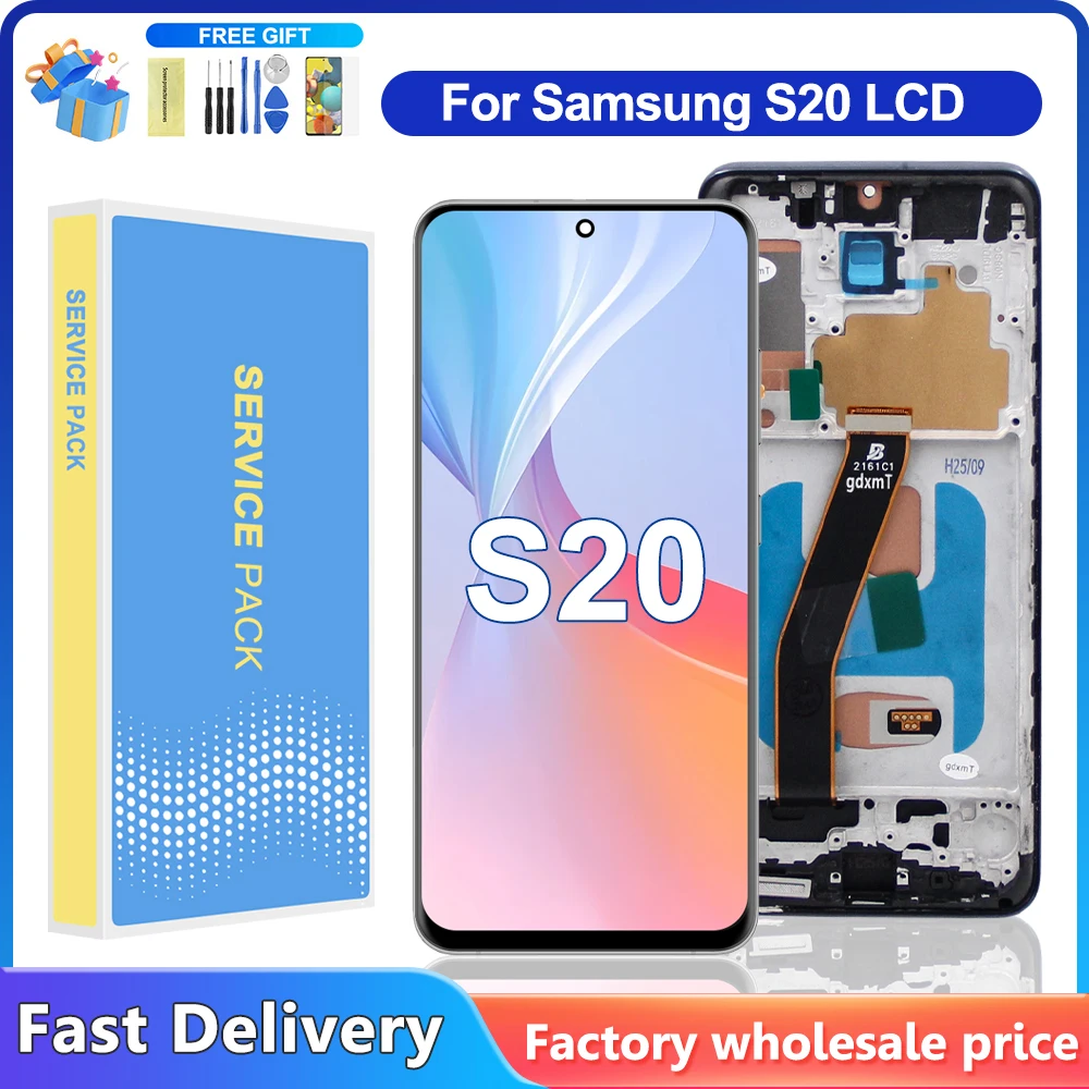 TFT S20 4G Screen For Samsung S20 LCD Display G980 SM-G980F/DS Touch Panel Digitizer Assembly Replacement with Frame