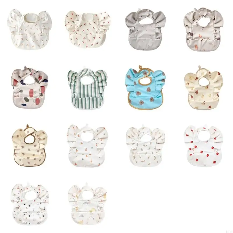 

L5YF Adorable Angel Wing Designed Baby Bib PU Water Proofing Layer Burp Cloth Easy Cleaning Feature for Infants Toddler
