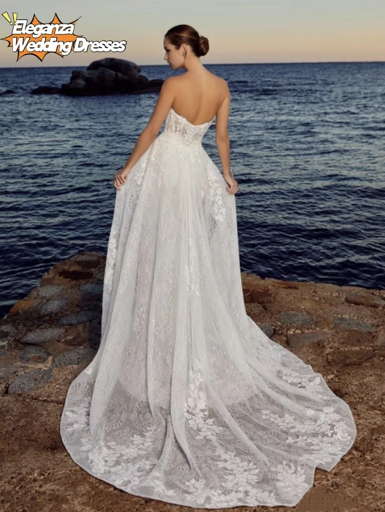 Customized Beach Wedding Dresses With Detachable Train Sexy Bridal Gowns Lace Robes Sleeveless Vintage Vestidos De Novia 2025
