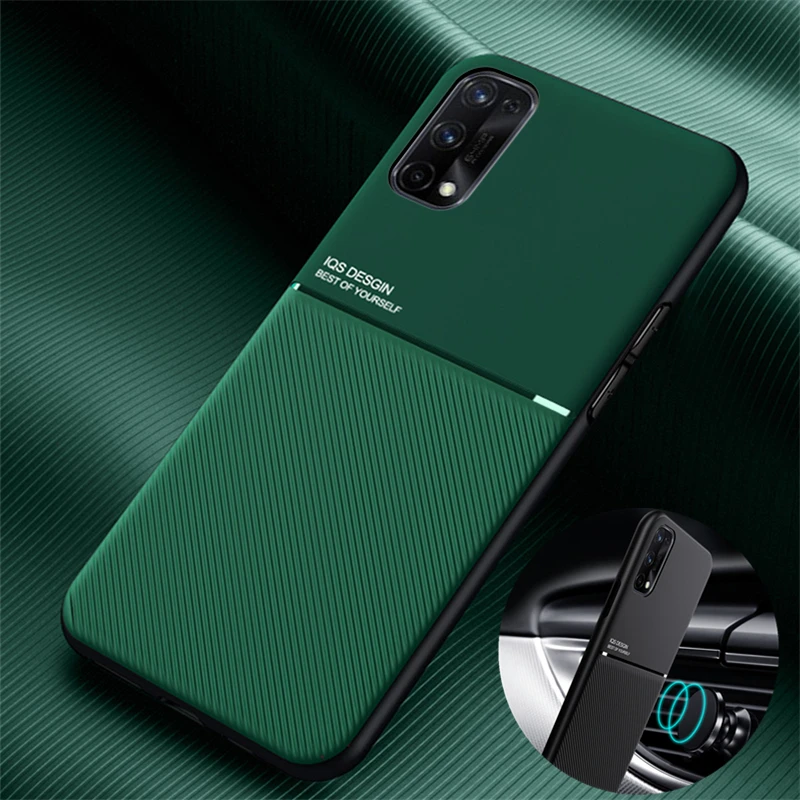 For Realme7 5G Case Luxury Leather Car Magnetic Holder Phone Case for OPPO Realme 7i 7Pro Silicone Shockproof Stand Back Cover